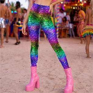 3D-regnbågsfärgad sjöjungfrustjärt Leggings Hyperr