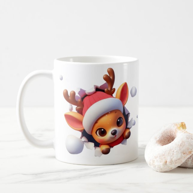 3D Reindeer Christmas Coffee Mug – Festive Holiday Kaffemugg (Med munk)