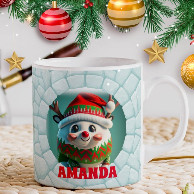 3D Renar jul Personligen Namn Helgdag Kaffemugg (Skapare uppladdad)