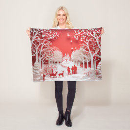 3D-renar och människor i byn Baby Fleecefilt