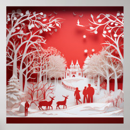 3D-renar och människor i byn Poster