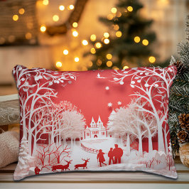 3D-renar och människor i byn Prydnadskudde