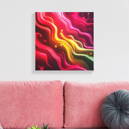 3D Render Fluid Acrylic Art in Dim Light - Magenta Canvastryck