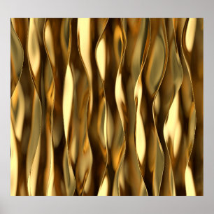 3D-render för gyllene vågor. Poster