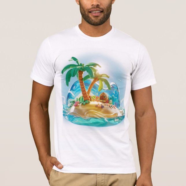 3D Render of a Tropical Island in Summer T Shirt (Framsida)