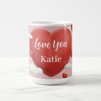 3D Render of Vibrant Red Heart with Custom Name Kaffemugg