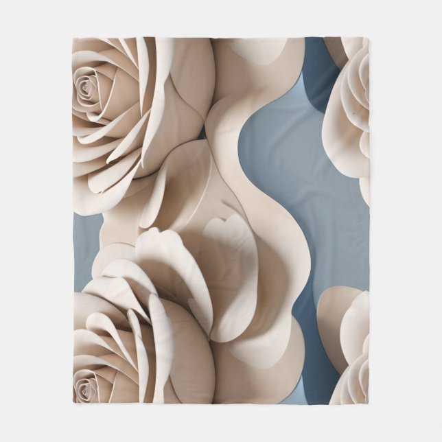 3d Rendered Roses In Shades Of Blue And White Fleecefilt (Framsidan)
