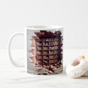 3D-rendering av hål i en tegelvägg Kaffemugg