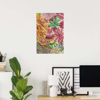3d-rendering Surrealistisk Trädgård Blommig Konst Poster
