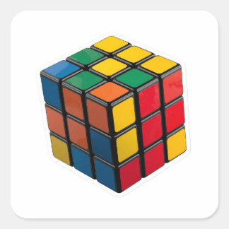 3D Retro 80-tals Rubiks kub Pussel Utstansad dekal Fyrkantigt Klistermärke
