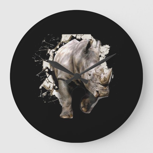 3d Rhino - African Safari Animal Rhinoceros Stor Klocka (Framsida)