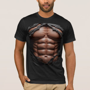 3D Rippade Abs T-Shirt - Realistiskt muskelstest D