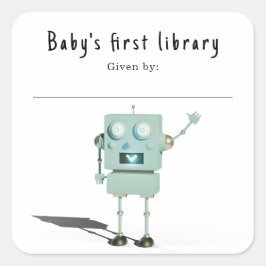 3D-robot - Baby först bibliotek Fyrkantigt Klistermärke