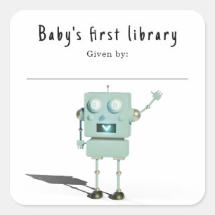 3D-robot - Baby först bibliotek Fyrkantigt Klistermärke