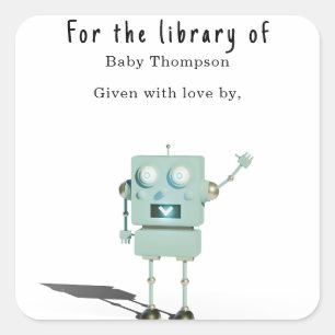 3D robot - baby shower bokmärke Fyrkantigt Klistermärke
