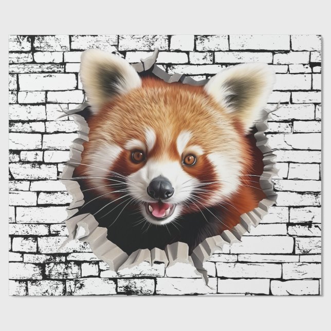 3D Röd Panda Väggbrott Konst – Realistisk Safari Presentpapper (Platt)