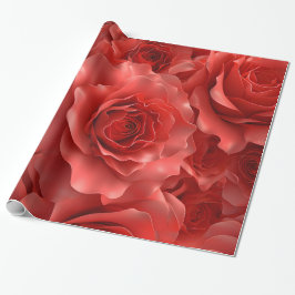 3D Röd ros Seamless Mönster Valentine Day Presentpapper