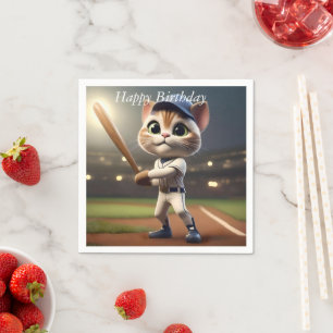 3D Rolig Baseboll Katt, Pappersservett