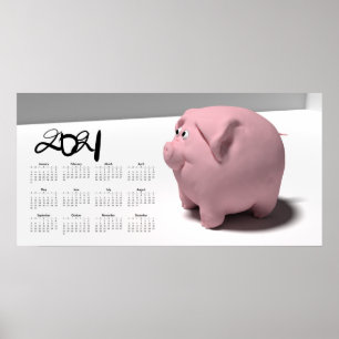 3D Rolig Gris 3 Kalender Affisch 2021 28x14