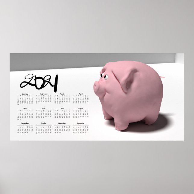 3D Rolig Gris 3 Kalender Affisch 2021 28x14 (Framsidan)