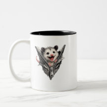 3D Rolig Skrikande Opossum Dragkedja Tvåtons Mugg