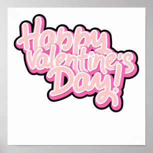 3d rosa alla hjärtans dag typografi 2022 poster