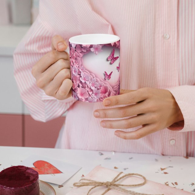 3D Rosa Butterfly Coffee Mugg: A Flutter Beauty Två-Tonad Mugg (Skapare uppladdad)