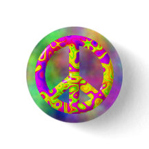3D rosa gult psykedeliskt fredssymbol på Plasma