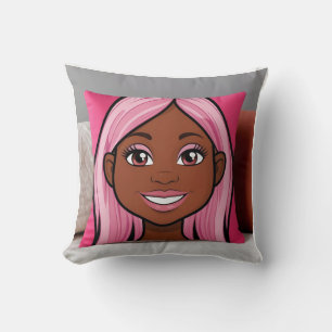 3D Rosa Hair Girl Pillow Smile Kudde