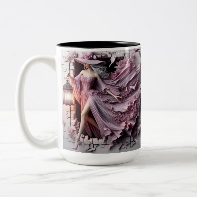 3D Rosa Halloween Witch Lantern Magic Mugg (Vänster)