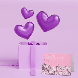 3D Rosa Hjärtar Glad Alla hjärtans dag Helgkort