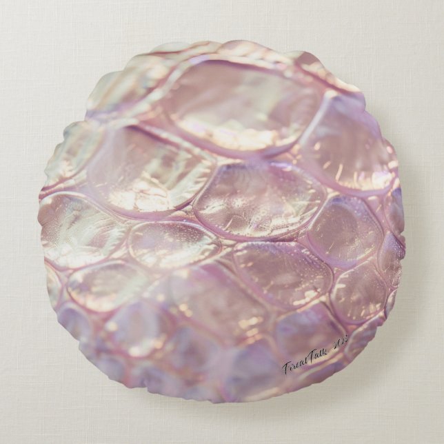 3D-Rosa och utjämnad djurutskrift #2 Rund Kudde (Framsidan)