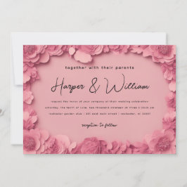 3d rosa pappra blommor horison bröllop inbjudningar