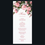 3D Roses Greenery Wildflowers Meny<br><div class="desc">This wildflowers menu card features pink 3D roses and greenery and an elegant handwritten script on a white background. Customize it with bride and groom names on the backside.</div>