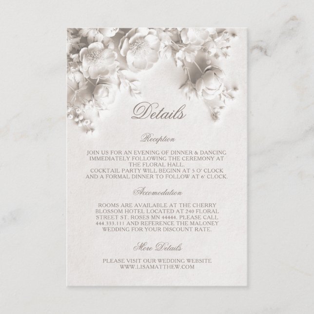 3D Rosor Vilda blommor Vita Tilläggskort (Framsida)