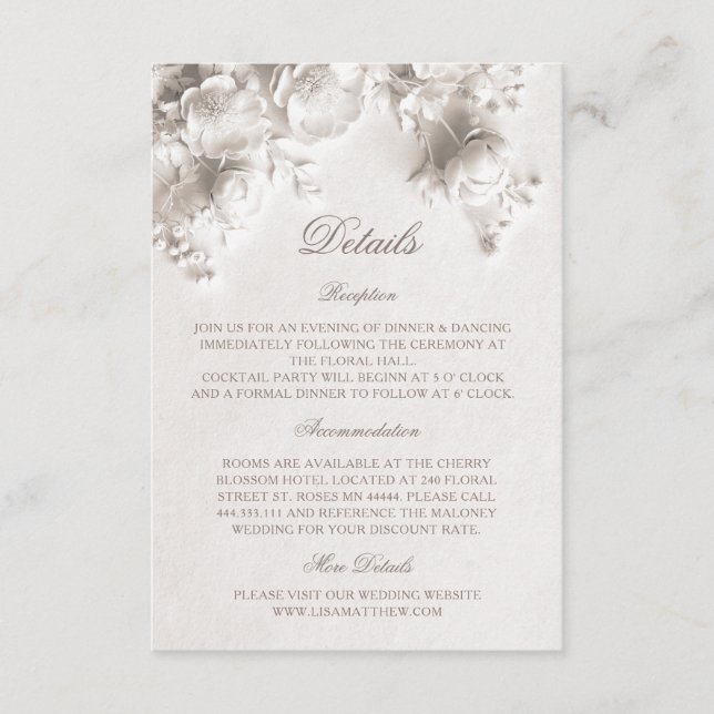 3D Rosor Vilda blommor Vita Tilläggskort (Framsida)