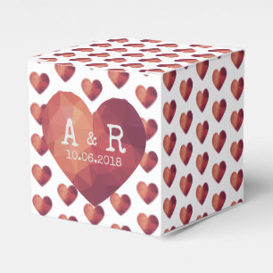 3d rött hjärta par monogram bröllop datum presentaskar