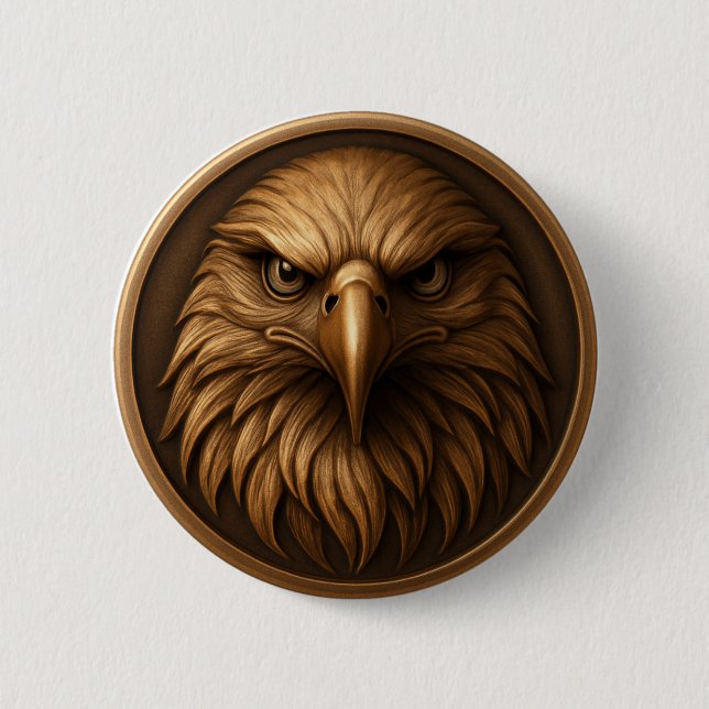 3D Royal Eagle Head Medallion Style Button Knapp (Framsida)