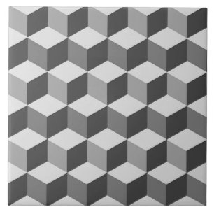 3D-rutor, Silver och Mörk Grått / Grått Kakelplatta