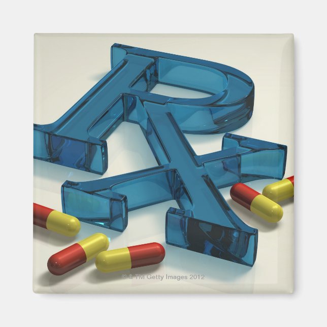 3D RX-symbol med kapslar Magnet (Framsidan)