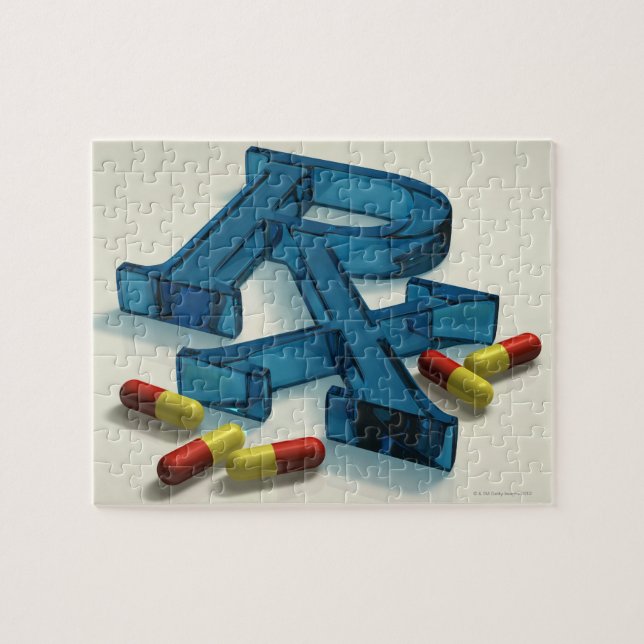 3D RX-symbol med kapslar Pussel (Horisontell)