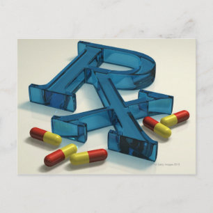 3D RX-symbol med kapslar Vykort
