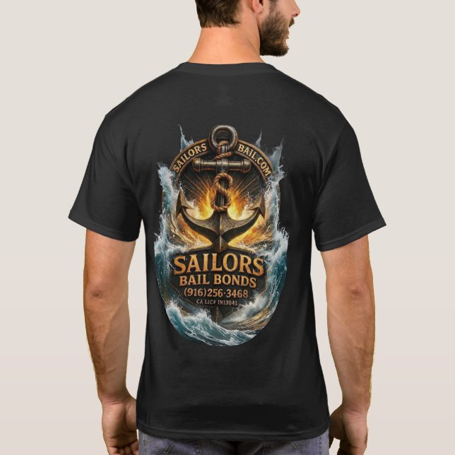 3D Sailors Bail Bonds Splash Down T Shirt (Baksida)