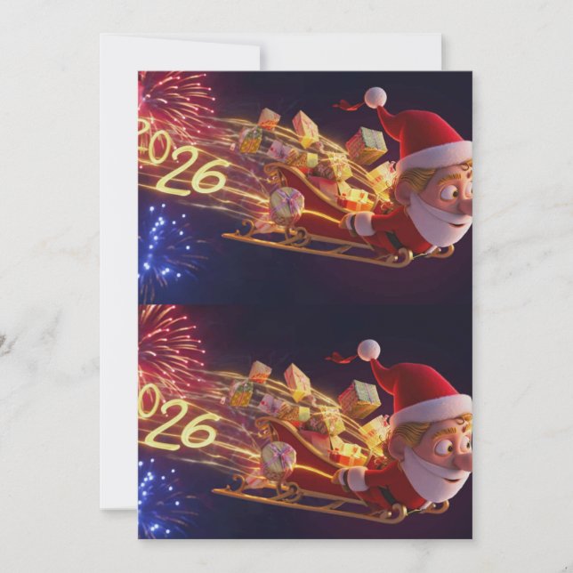 3D Santa Claus Christmas Greeting Card – Festive H (Framsida)