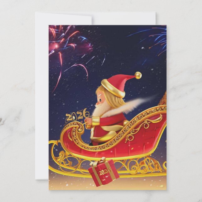 3D Santa Claus Christmas Greeting Card – Festive H Julkort (Framsida)