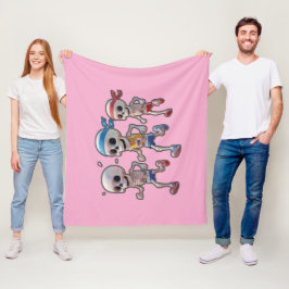 “3D-Serie med skelett som springer • Roligt skelet Fleecefilt