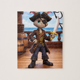 3D-Serietecknad Piratkanin på ett Skeppsdäck Pussel