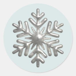 3d Silver Snöflinga Blå Jul Runt Klistermärke