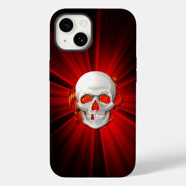 3D skalle i glödande eld (Baksida)
