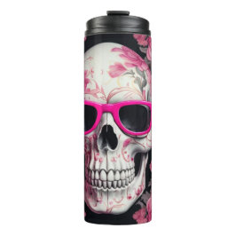 3D-skalle med blommigt för rosa och solglasögon